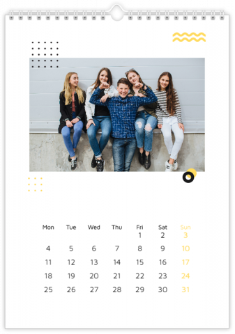 Fotokalender A4 Staand Zwart-goud patroon