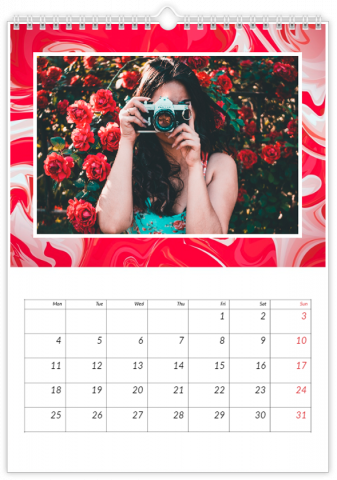 Fotocalendario A4 Vertical Rojo