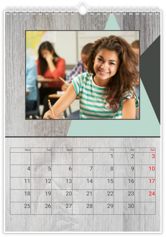 Photo Calendar A4 Portrait Wooden Facture