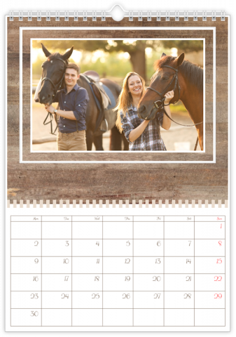 Photo Calendar A4 Portrait Wooden Pattern