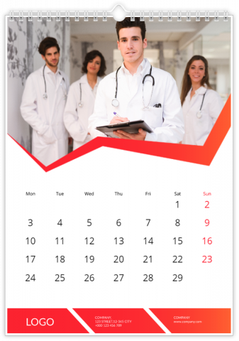 Fotokalender A4 Staand Business - rood