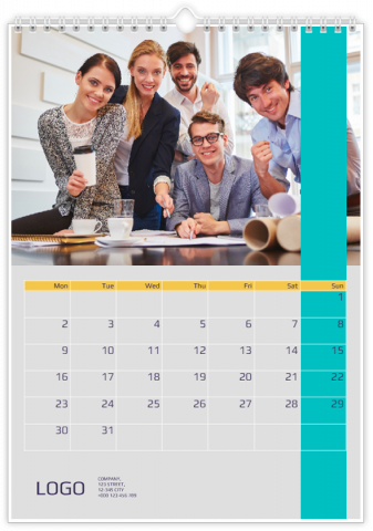 Fotokalender A4 Staand Business - blauw