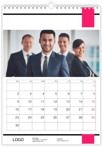 Photo Calendar 20x30 (A4 Portrait) Business - Pink