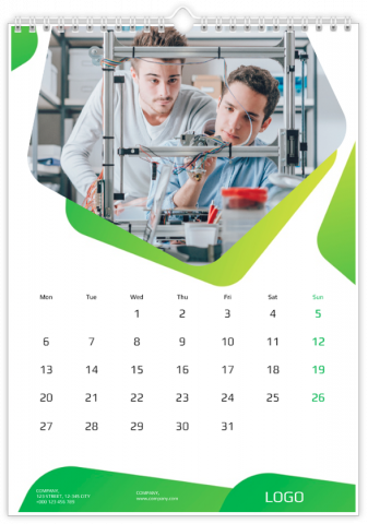 Fotocalendario A4 Verticale Business - verde