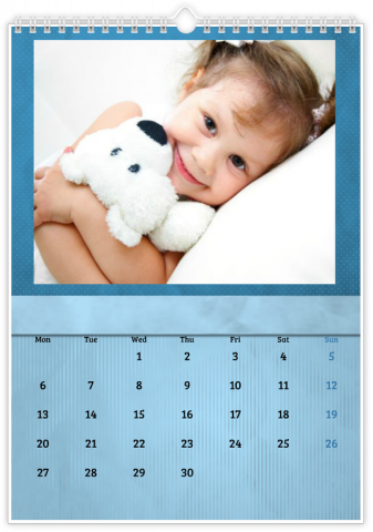 Photo Calendar 20x30 (A4 Portrait) Blue