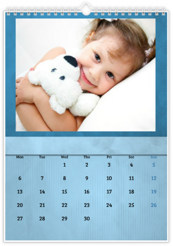 Fotokalender A4 Staand Blauw