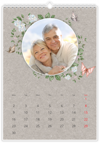 Photo Calendar A4 Portrait Retro Flowers