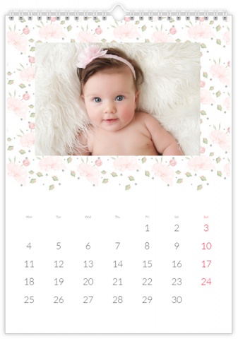 Photo Calendar 20x30 (A4 Portrait) Made from Roses