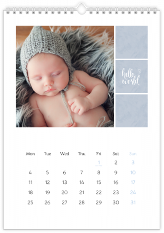 Photo Calendar A4 Portrait Sweet Angel - Blue