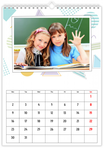 Photo Calendar 20x30 (A4 Portrait) School Pack