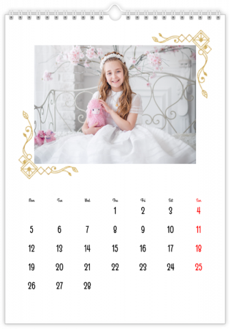Photo Calendar 20x30 (A4 Portrait) In White
