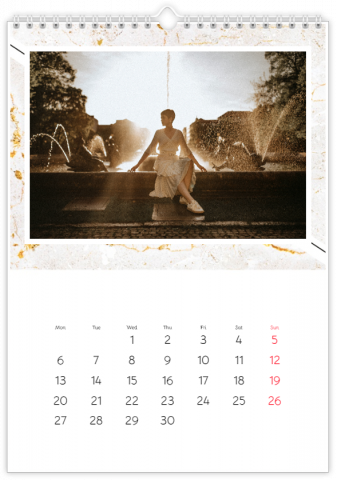 Photo Calendar 20x30 (A4 Portrait) Marble Background