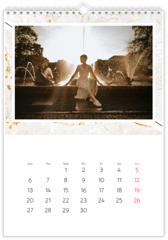 Photo Calendar A4 Portrait Marble Background