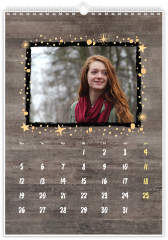 Photo Calendar A4 Portrait Wooden Style