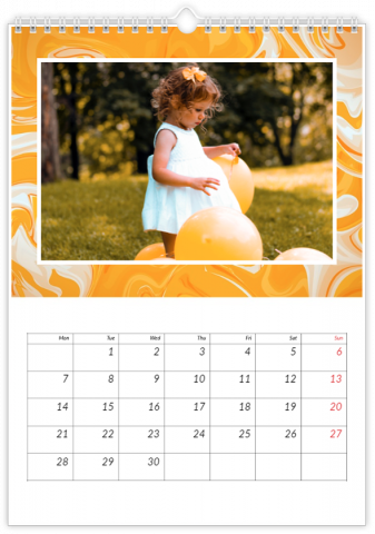 Calendrier Photo A4 Vertical Jaune