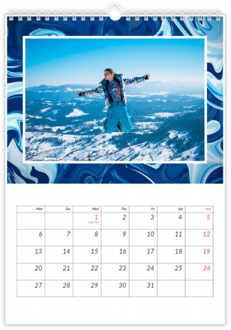 Fotocalendario A3 Verticale Blu Marmo