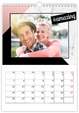 Photo Calendar A3 Portrait Marble Hashtags