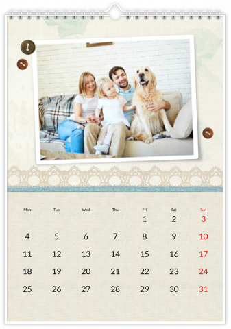 Photo Calendar 30x45 (A3+ Portrait) Pastel Chronicle
