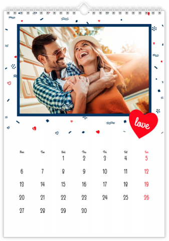 Calendrier Photo A3 Vertical Coeur à coeur