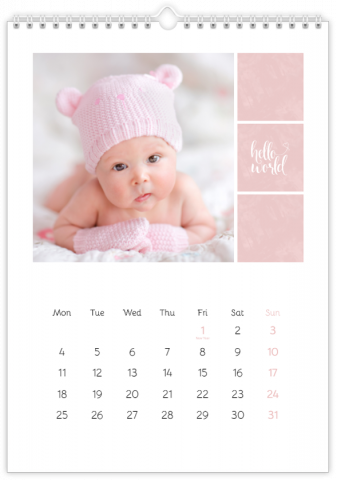 Fotokalender A3 Hochformat Süßer Engel - Rosa