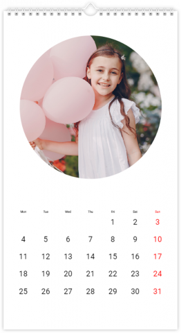 Photo Calendar XL Round Frame White