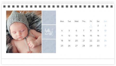 Photo Calendar Desk A5 Sweet Angel - Blue