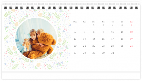 Fotocalendario de Mesa A5 Flores de acuarelas