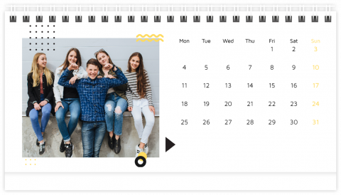 Tischkalender A5 Schwarz-Goldene Muster