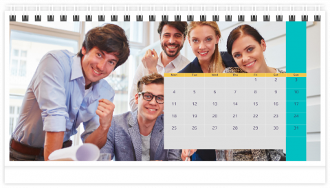 Tischkalender 21x12 (A5) Blauer Firmenkalender