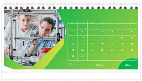 Calendrier de table A5 Ma société - vert