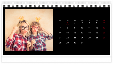 Stalo fotokalendorius 21x12 (A5) Klasikinis juodas