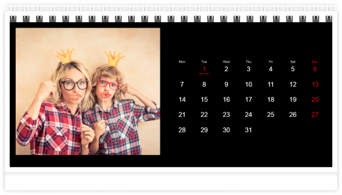 Photo Calendar Desk A5 Classic Black