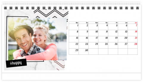 Photo Calendar Desk 21x12 (A5) Marble Hashtags