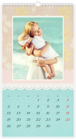 Photo Calendar 13x24 inches Embroidered