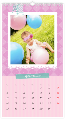 Photo Calendar 32,5x60,5 (XL) Little Princess