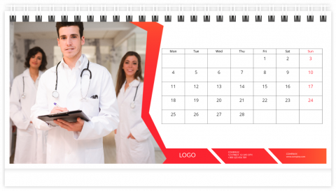 Tischkalender 21x12 (A5) Roter Firmenkalender