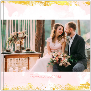 Echtfotobuch 15x15 Puderrosa und Gold