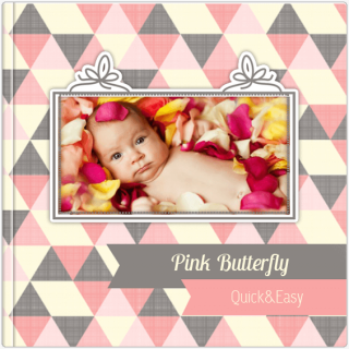 Luxury Photo Album 6x6 inches Pink Butterfly
