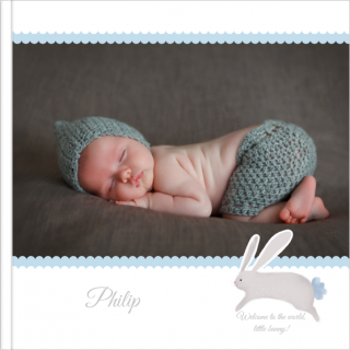 Luxury Photo Album 6x6 inches Blue Newborn Stats Template