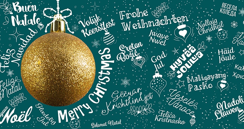 An infographic with Christmas wishes in different languages