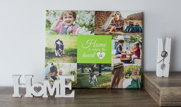 Leinwand mit Familienfotos als Collage
