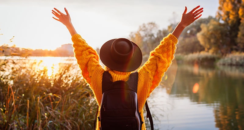 Woman posing for autumn portrait photography